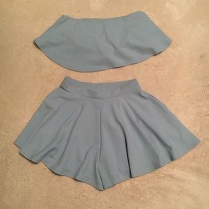 Boohoo Blue Bandeau & Shorts Set